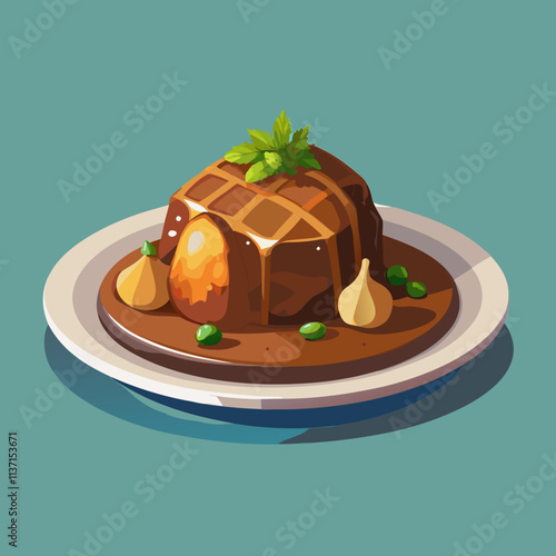 colorful illustration of american food theme, pot roast