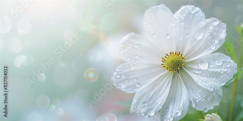 Blossom Flower with dew droplets in close up and detailed, version 52