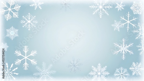 Delicate White Snowflakes on a Light Blue Background