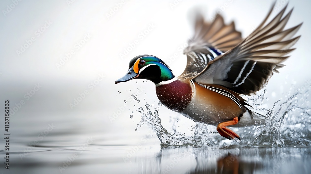 Wood Duck in Flight: A Splash of Color and Grace Wood Duck in Flight: A Splash of Color and Grace