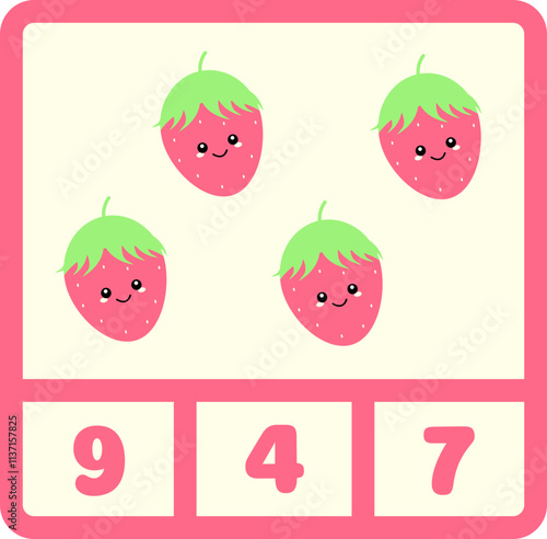 Number Counting Clip Cards, Strawberry counting, Use the number Counting Cards to build pre-kindergarten and kindergarten students' number recognition and counting skills. 

