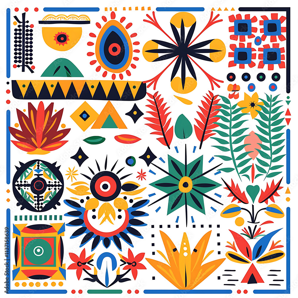 Fototapeta premium Colorful Geometric Floral Pattern Design
