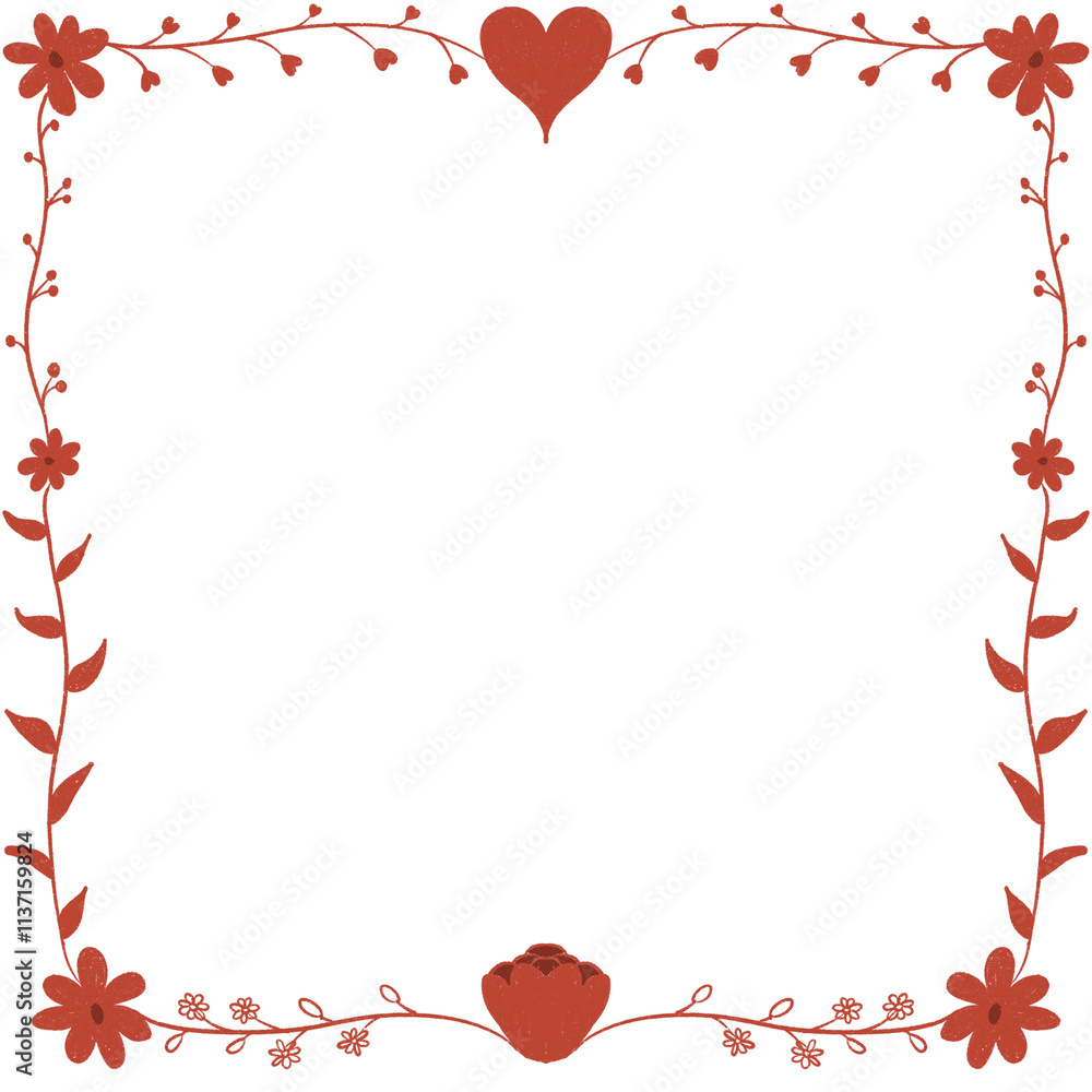 Floral Frame With Heart, Romantic Floral Border, Romantic Floral Background Floral Frame With Heart, Romantic Floral Border, Romantic Floral Background