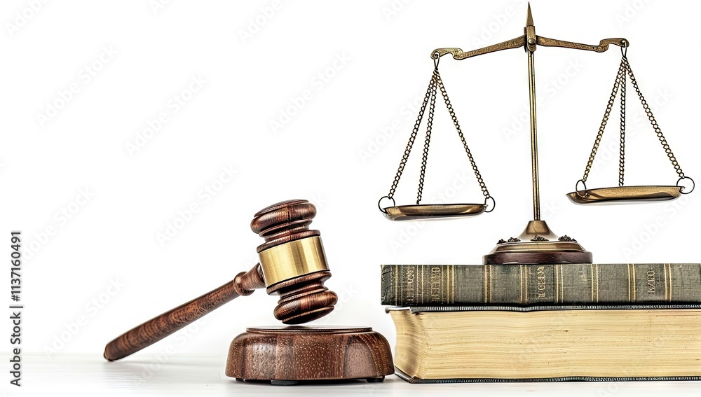 Justice and Law Concept - Gavel, Scales and Books Justice and Law Concept - Gavel, Scales and Books