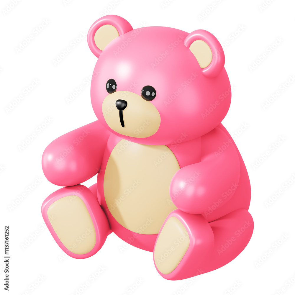 Obraz premium Pink teddy bear png, 3D illustration on transparent background
