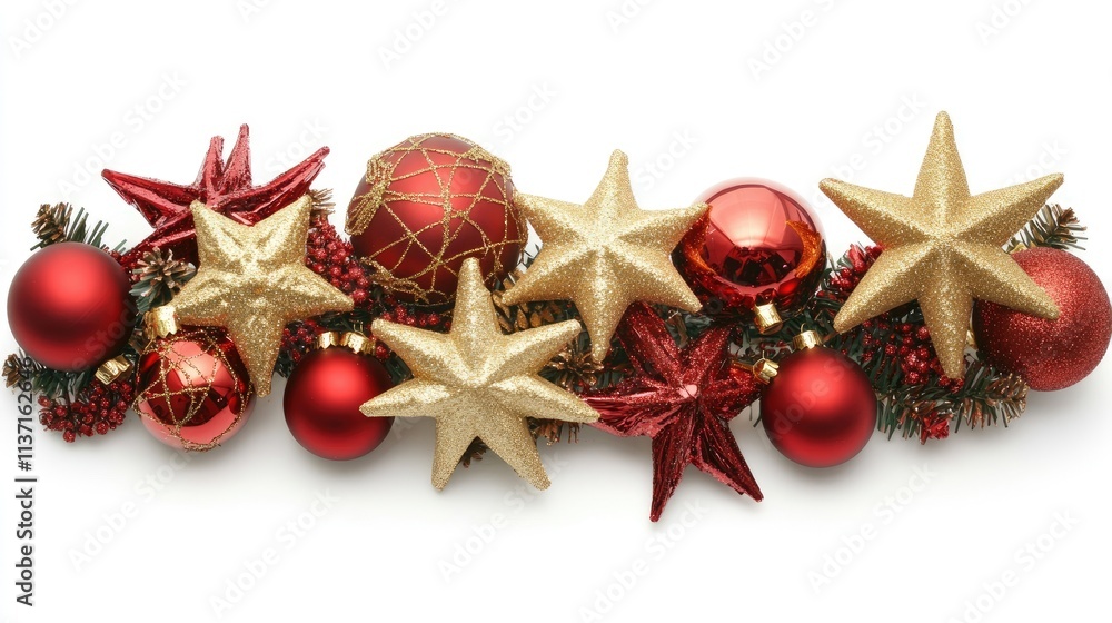 Decorative Christmas Ornaments in Red and Gold for Holiday Season Decorative Christmas Ornaments in Red and Gold for Holiday Season