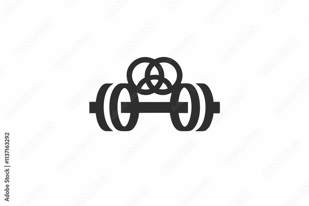 Fototapeta premium creative gym weight plates icon and logo vector illustration 