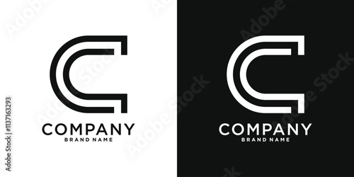 Abstract linear letter C logo icon design template