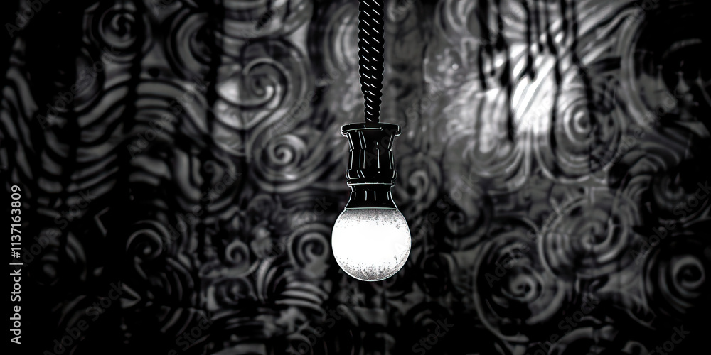 Illuminated Lightbulb with Swirling Background Illuminated Lightbulb with Swirling Background