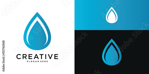 Water drop vector logo design. blue water droplet icon