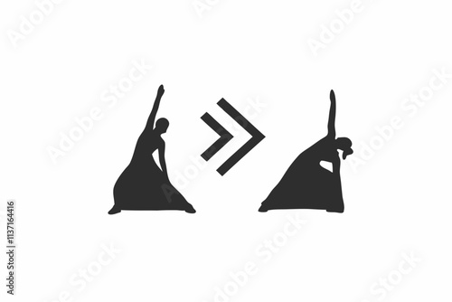 creative gym warm up and cool down stretching pose icon and logo vector illustration  