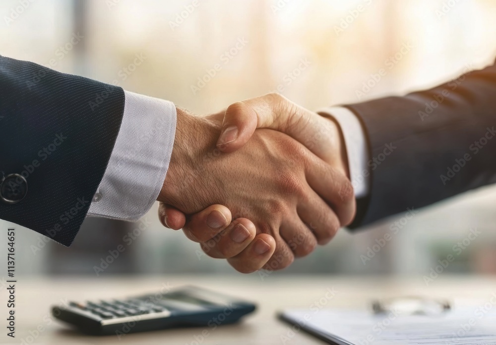 Business Partnership Agreement with Handshake in Office Setting Business Partnership Agreement with Handshake in Office Setting