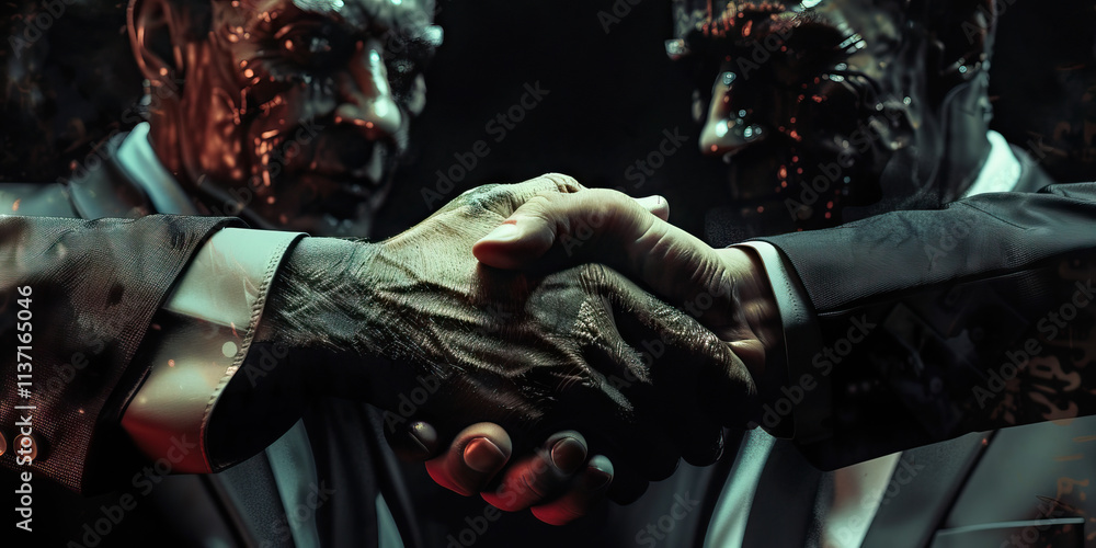 Two Figures in Suits Shaking Hands Two Figures in Suits Shaking Hands