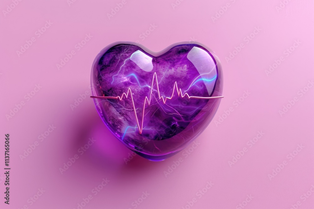 Purple Glass Heart with a Beating Pulse Purple Glass Heart with a Beating Pulse