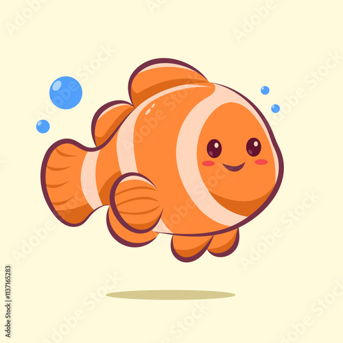 cute cartoon animals nemo fish vector design for elements, clipart and sticker