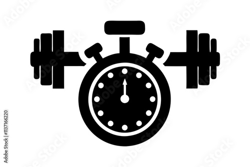 creative gym stopwatch or timer icon  and logo vector illustration  