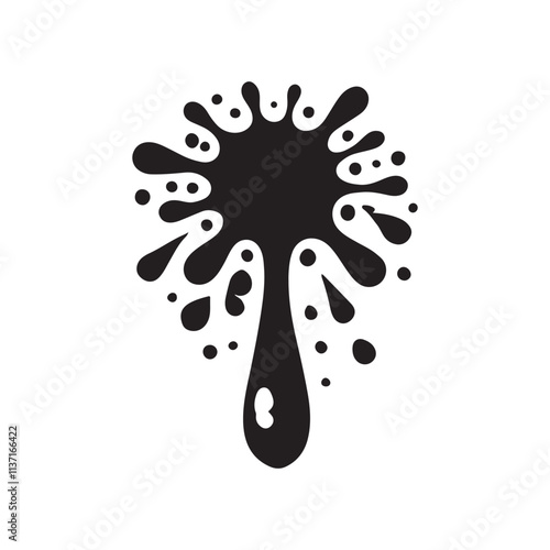 Abstract Ink Splat and Paint Splatter Silhouette Vector, High-Quality Black and White Graphics, Creative Splatter Texture for Artistic Designs, Modern Paint Splash Art for Digital and Print Media