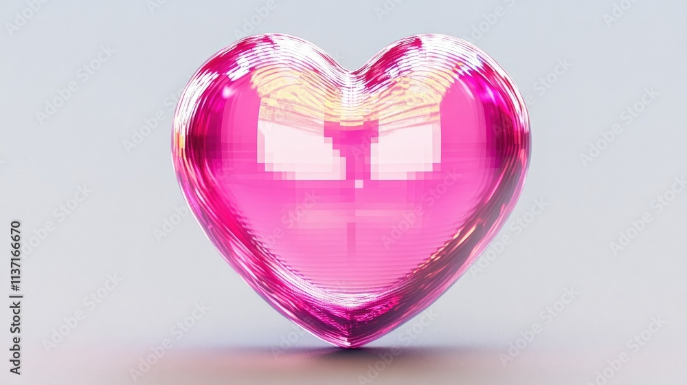Shiny Pink Crystal Heart on Light Background for Romantic Themes Shiny Pink Crystal Heart on Light Background for Romantic Themes