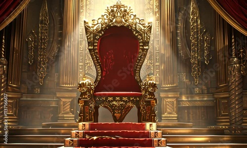 Majestic Golden Throne in a Grand Palace Hall