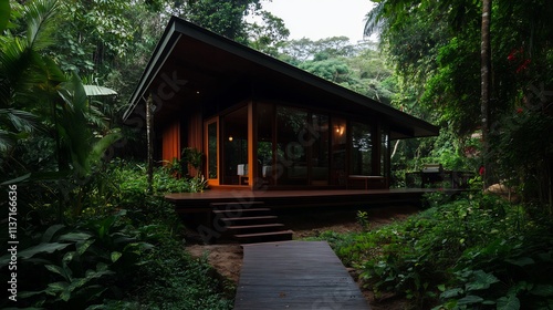 Secluded Tropical Getaway: Modern Cabin Nestled in Lush Rainforest