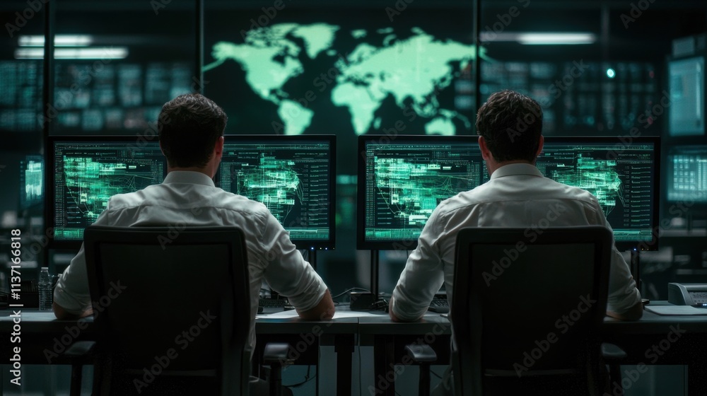 People Analyzing Data in a Modern Control Room Setting People Analyzing Data in a Modern Control Room Setting