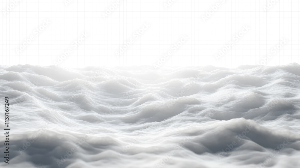 Fototapeta premium Serene White Fog Over Gentle Ocean Waves in Soft Light Atmosphere