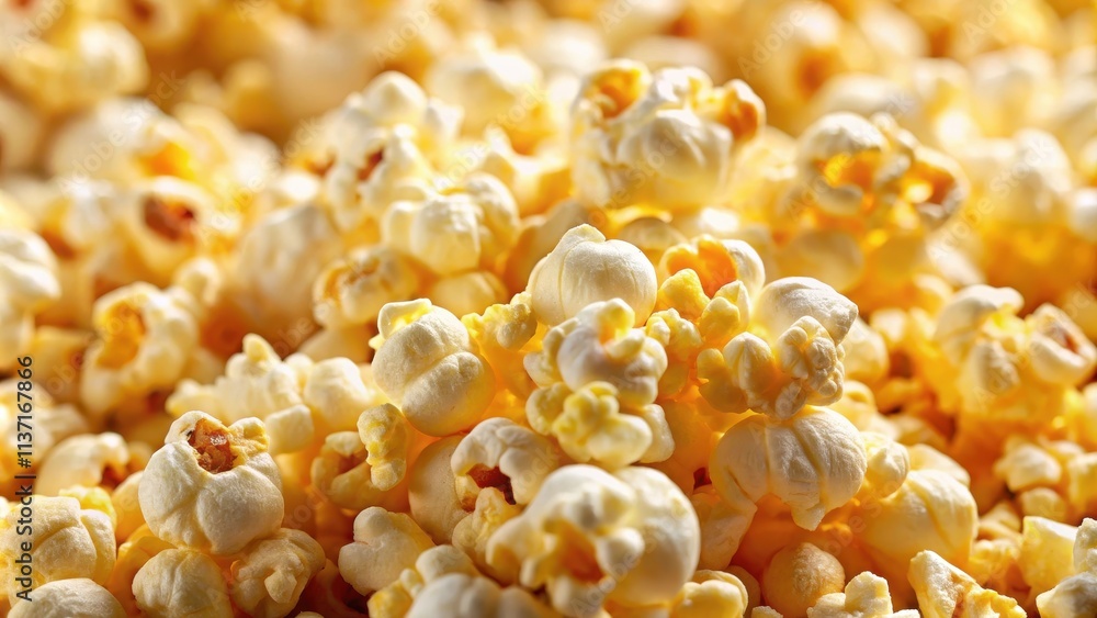Close-up of popcorn with buttery texture, perfect for movie nights and snack time, popcorn, close-up, buttery, texture Close-up of popcorn with buttery texture, perfect for movie nights and snack time, popcorn, close-up, buttery, texture