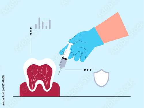 Dentist is injecting painkillers. Dentist illustration. Flat vector illustrations