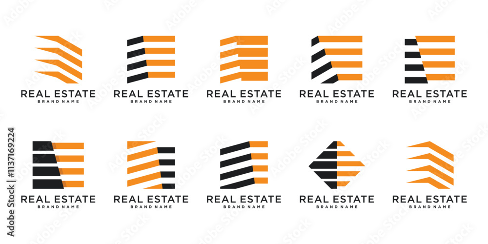 Real estate logo collection, building construction icon design for company Real estate logo collection, building construction icon design for company