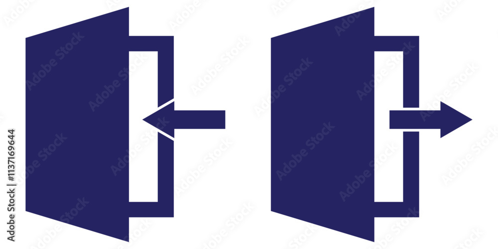 Obraz premium logout and login arrow icon and door icon exit and entry icon vector illustration eps 10,