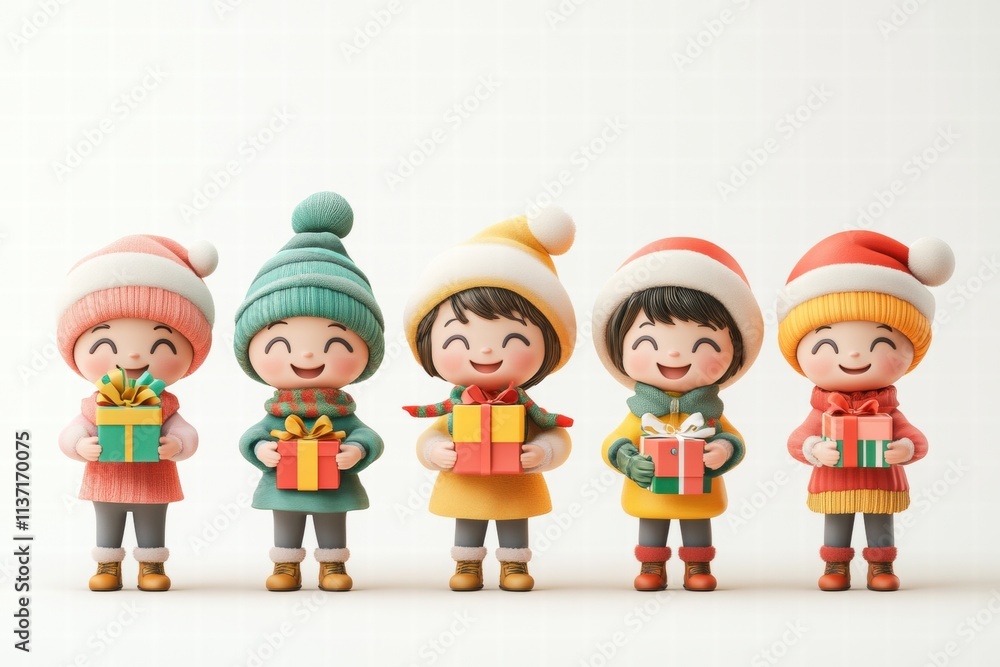 Happy Children with Christmas Gifts Happy Children with Christmas Gifts