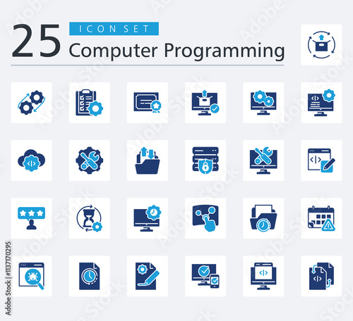 COMPUTER PROGRAMMING ICON SET COLOR FILL STYLE with product release, integration, task list, certified, deployment, operating system, computer programming, cloud coding, developer and transfer data