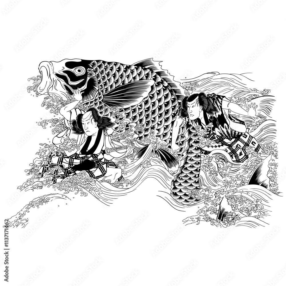 Obraz premium 【かしく兄市兵へ・坂東彦三郎」（四代目）】【歌川国貞(三代目歌川豊国・豊国三代)】nukiyoe-0018