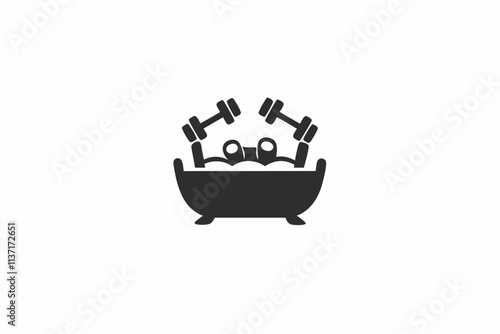 creative gym hydrotherapy tub icon  and logo vector illustration