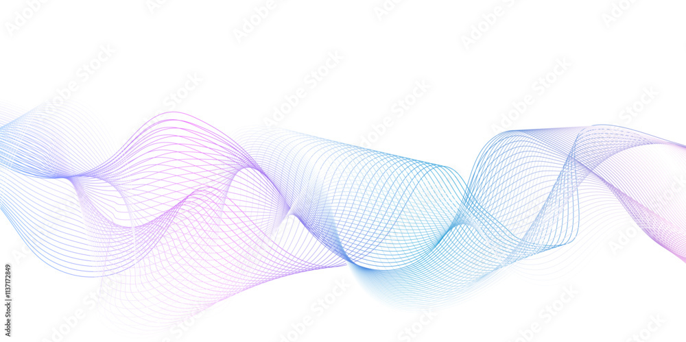 White wave curve lines banner background design. Abstract soft wave lines dynamic flowing purple and blue isolated background. Vector Illustration of the pink pattern of lines. stripes on white.
White wave curve lines banner background design. Abstract soft wave lines dynamic flowing purple and blue isolated background. Vector Illustration of the pink pattern of lines. stripes on white.