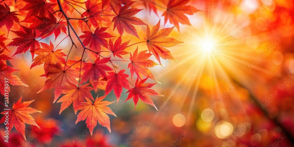 Vibrant red maple leaves in autumn with lens flare , autumn, fall, red, foliage, leaves, maple, nature, seasonal, colors, bright Vibrant red maple leaves in autumn with lens flare , autumn, fall, red, foliage, leaves, maple, nature, seasonal, colors, bright