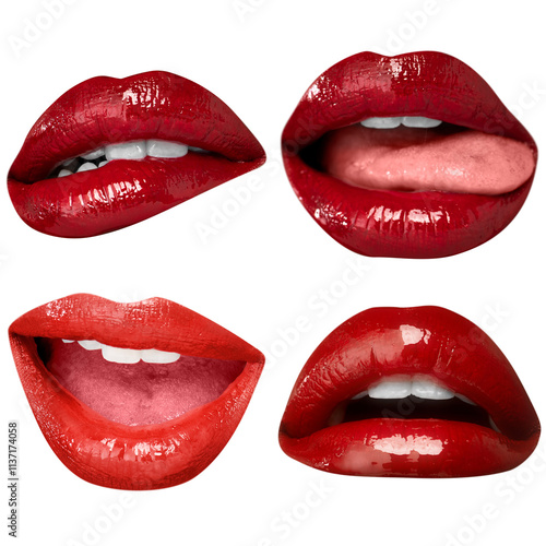 Foto PNG kissable lips expression stickers for Valentine's day set
