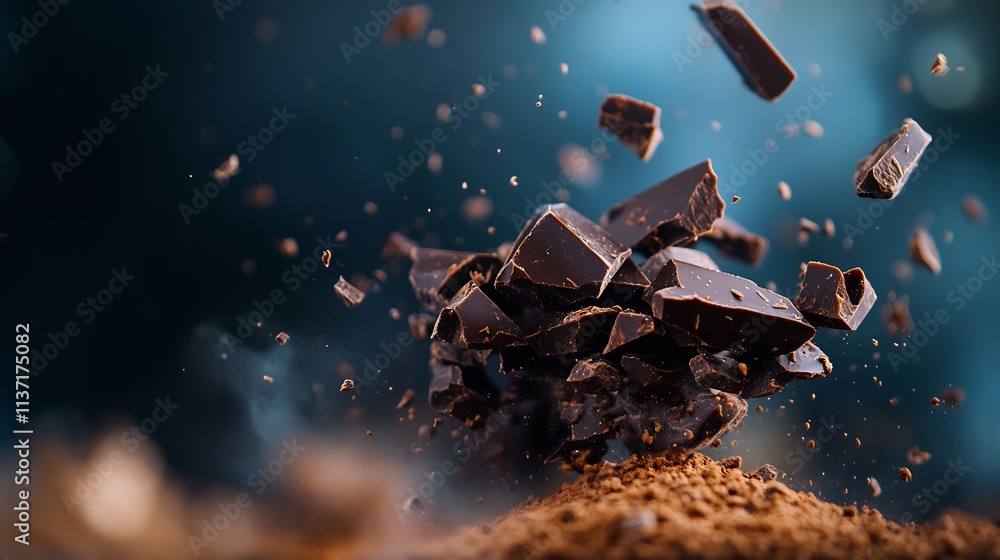 Naklejka premium Dark Chocolate Explosion: A Symphony of Cocoa