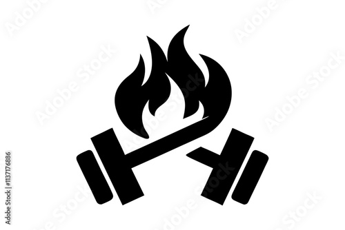 creative gym flame icon  and logo vector illustration