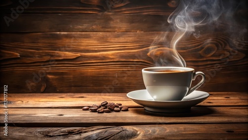 Steaming cup of coffee on a wooden table, coffee, latte, espresso, caffeine, beverage, morning, aroma, refreshment