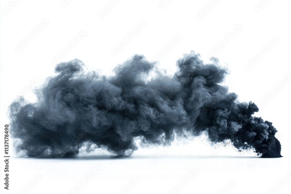 Dark Smoke Cloud Explosion on White Background Dark Smoke Cloud Explosion on White Background