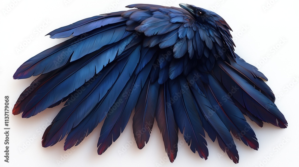 Fototapeta premium raven feathers on white background