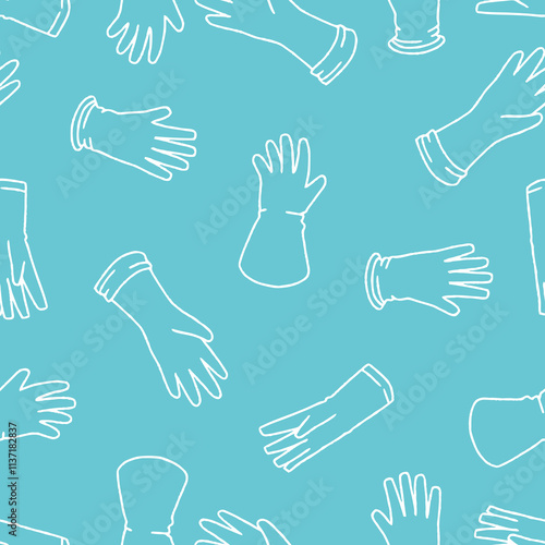 Outline Bunch of Gloves Vector Seamless Pattern illustration Design