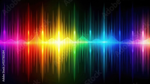 Colorful audio visualization with pulsating sound waves, music, abstract, composition, visualization, volume