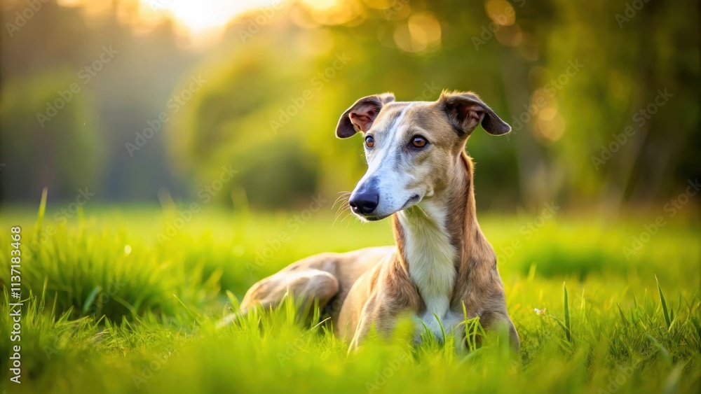 Greyhound dog resting peacefully on vibrant green grass , greyhound, dog, grass, green, nature, pet, animal, relaxation Greyhound dog resting peacefully on vibrant green grass , greyhound, dog, grass, green, nature, pet, animal, relaxation