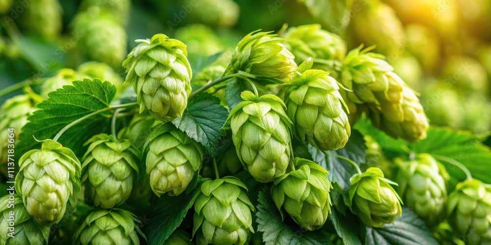 Cluster of fresh hops with green leaves for brewing beer, hops, cluster, green, leaves, brewery, brewing, fresh, ingredient Cluster of fresh hops with green leaves for brewing beer, hops, cluster, green, leaves, brewery, brewing, fresh, ingredient