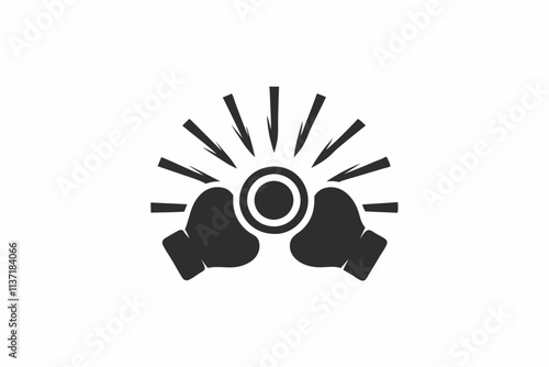 creative gym boxing gloves with a punch impact icon and logo vector illustration