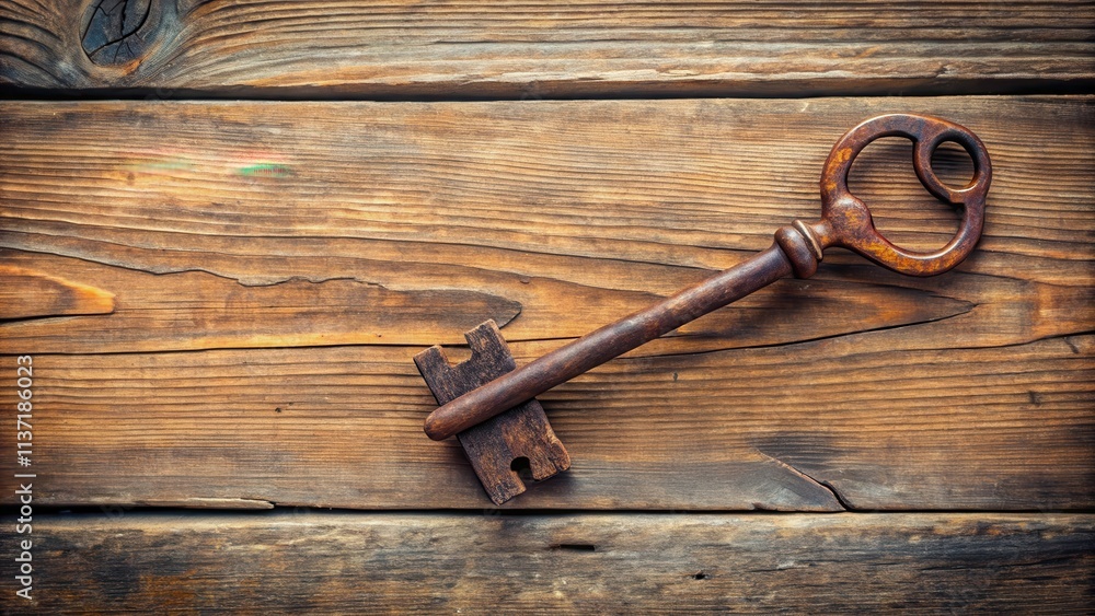 Old rusty key on a wooden background, key, antique, vintage, rustic, metal, aged, lock, unlock, security, grunge Old rusty key on a wooden background, key, antique, vintage, rustic, metal, aged, lock, unlock, security, grunge