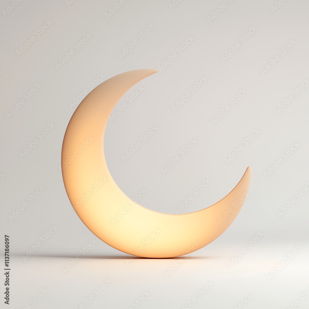 A soft, glowing crescent moon sculpture, evoking a calm and serene ambiance, perfect for home decor. A soft, glowing crescent moon sculpture, evoking a calm and serene ambiance, perfect for home decor.