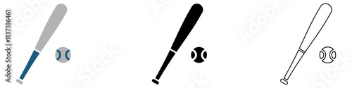 baseball sport, bat and ball vector pictogram sign icon symbol ui and ux design, glyphs and stroke line	